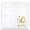 Picture of 50TH BIRTHDAY WHITE PAPER NAPKINS 33 X 33CM - 20 PACK